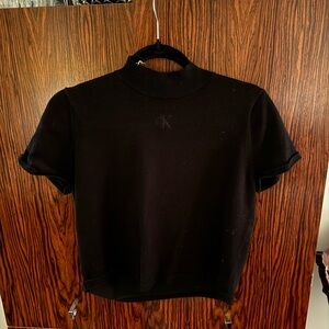 Calvin Klein Jeans Black Short-Sleeve Mock Neck Top